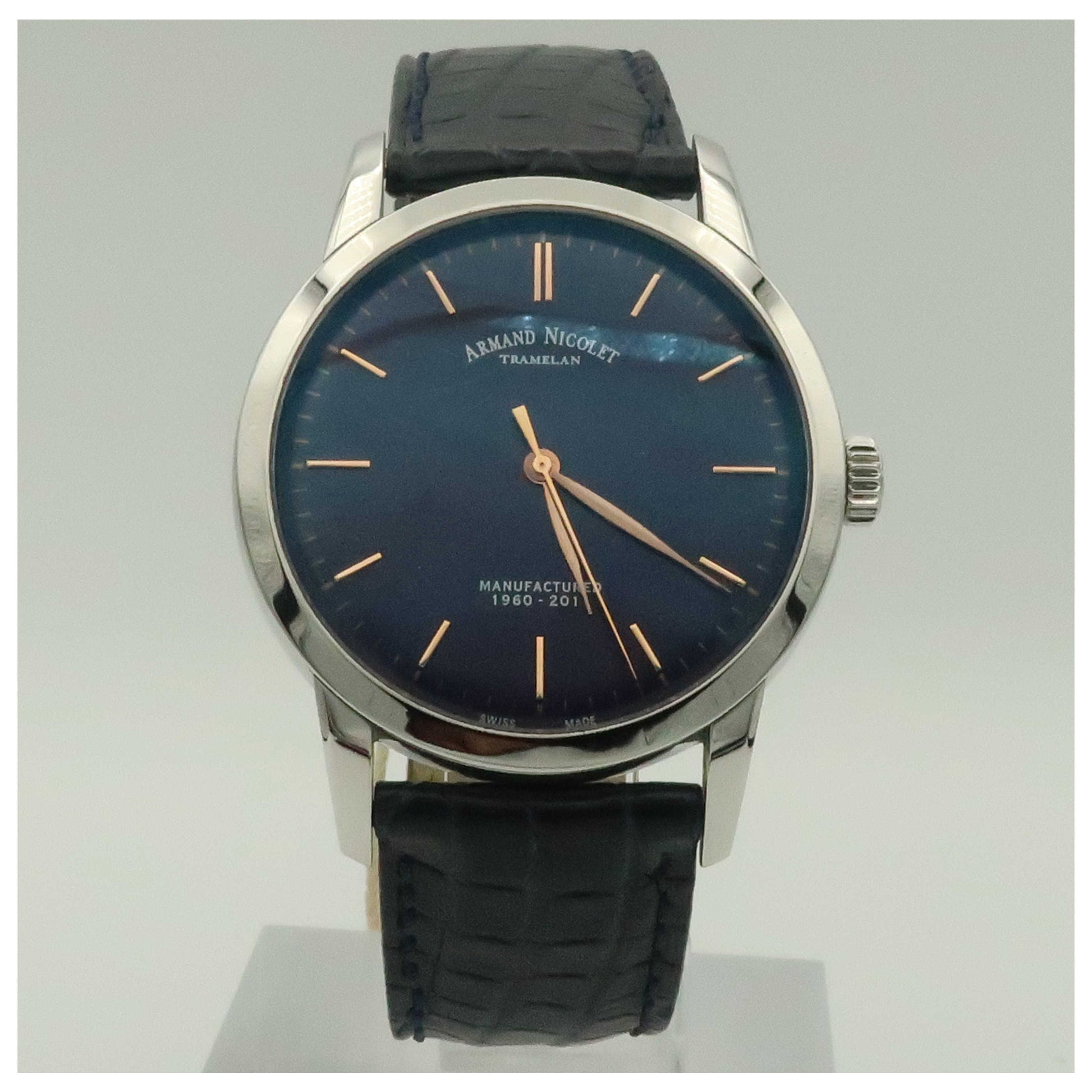 Front view of Armand Nicolet L10 Men's Manual-Wind Watch 9670A-BS-P670BU1-PO