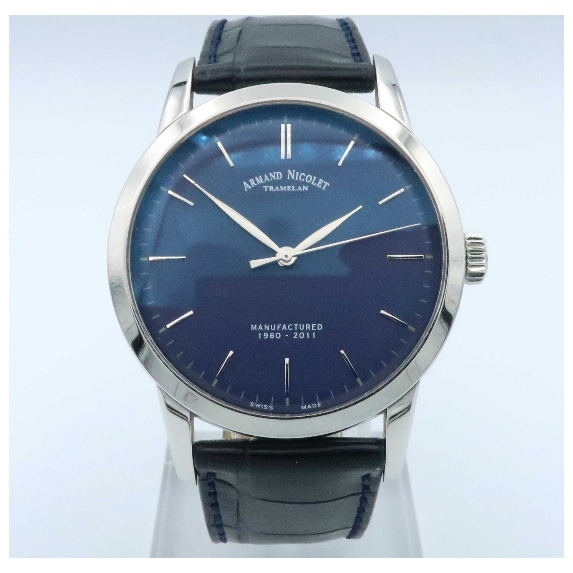 Front view of Armand Nicolet L10 Men's Manual-Wind Watch 9670A-BU-P670BU1-PO