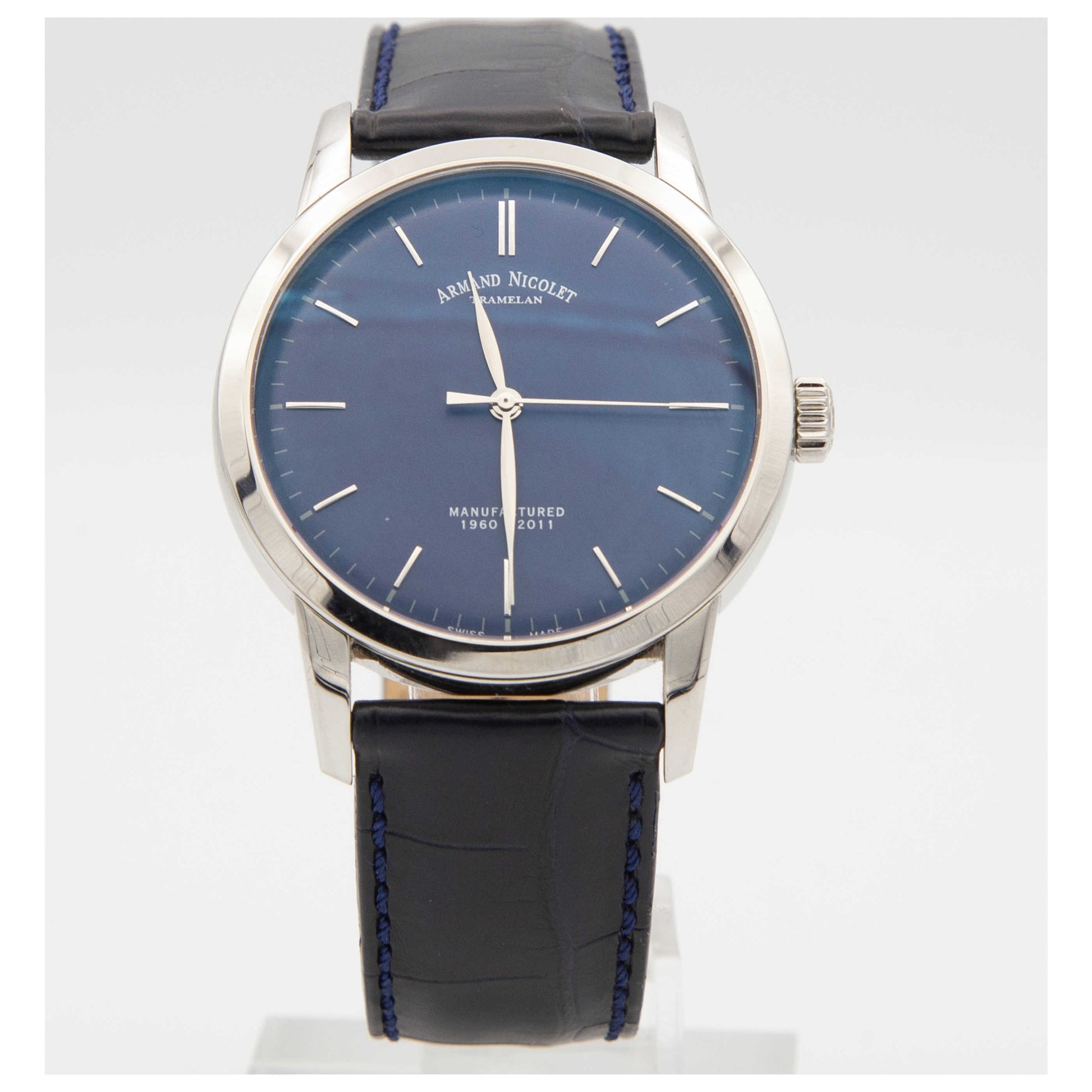 Front view of Armand Nicolet L10 Men's Manual-Wind Watch 9670A-BU-P670BU1-SDV