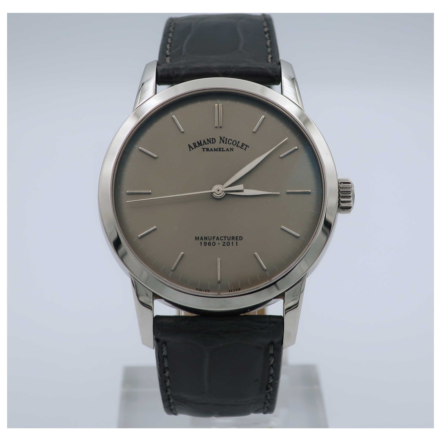 Front view of Armand Nicolet L10 Men's Manual-Wind Watch 9670A-GR-P670GR1-SD