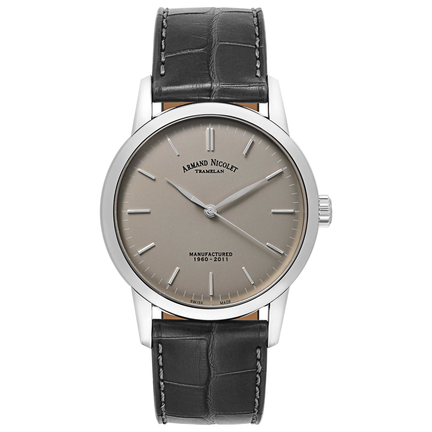 Front view of Armand Nicolet L10 Men's Manual-Wind Watch 9670A-GR-P670GR1
