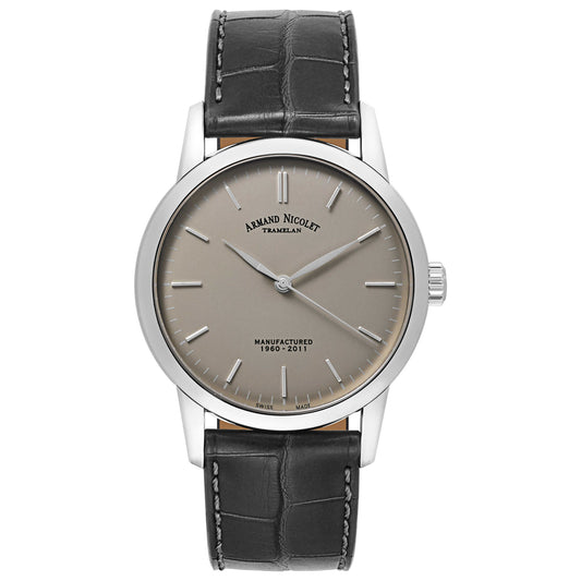 Front view of Armand Nicolet L10 Men's Manual-Wind Watch 9670A-GR-P670GR1