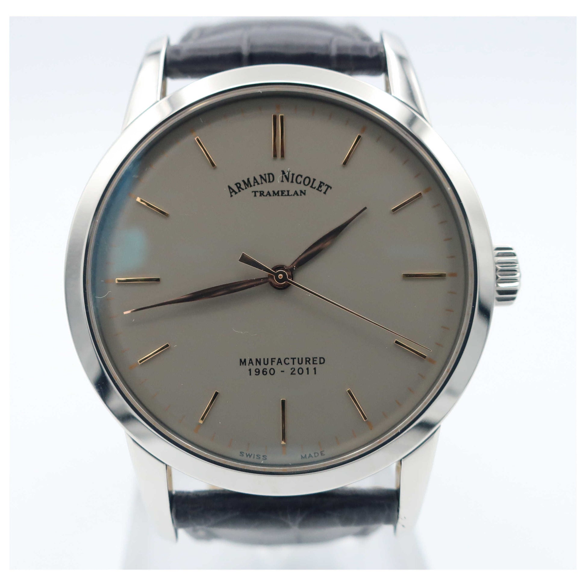 Front view of Armand Nicolet L10 Men's Manual-Wind Watch 9670A-GS-P670GR1-SD