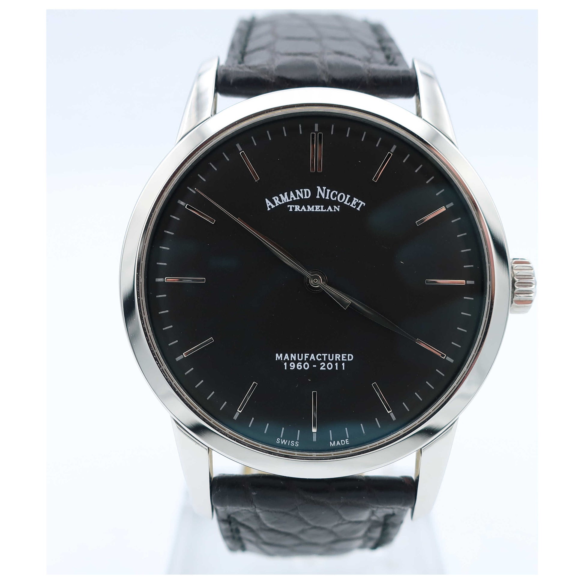 Front view of Armand Nicolet L10 Men's Manual-Wind Watch 9670A-NR-P670NR1-SD