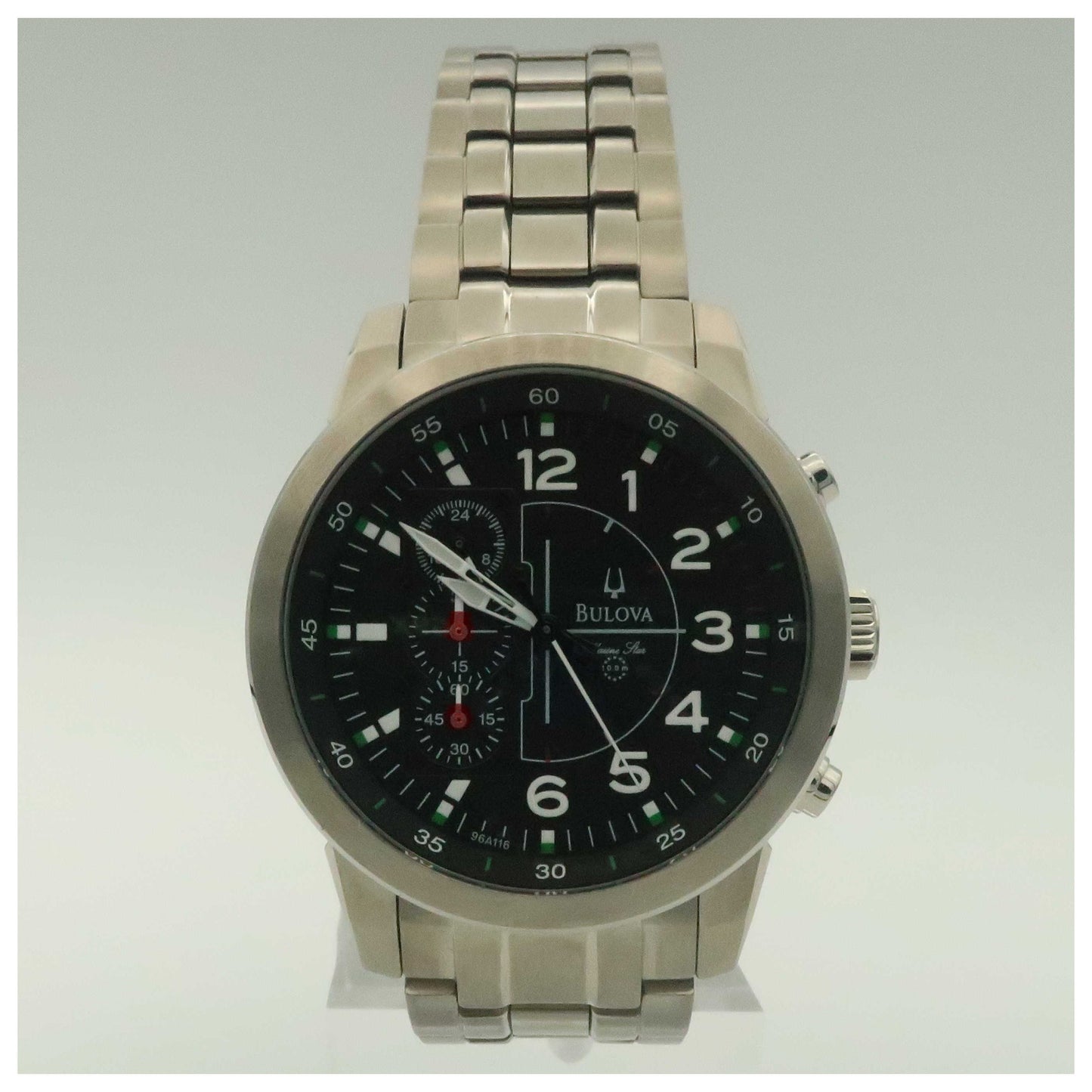 Front view of Bulova Marine Star Men's Quartz Watch 96A116-PO