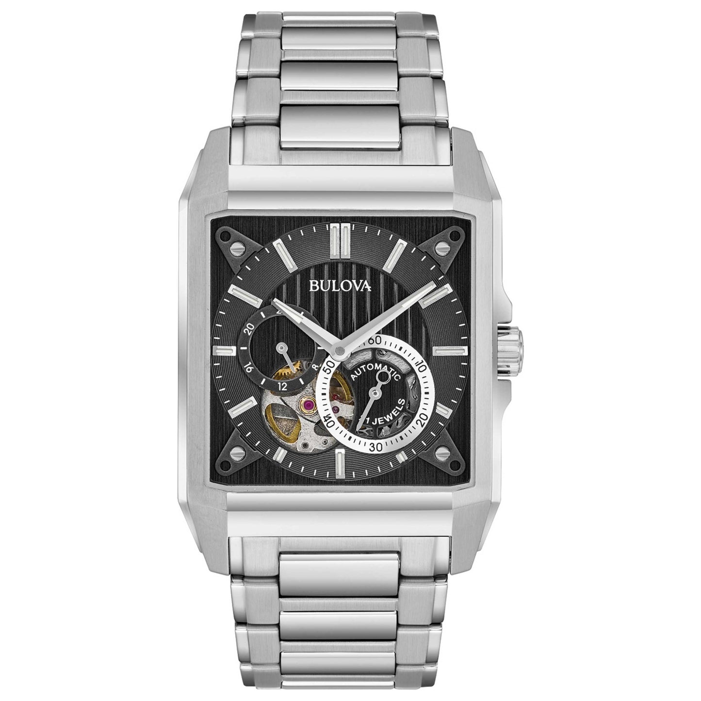 Front view of Bulova Open Heart Men's Automatic Watch 96A194