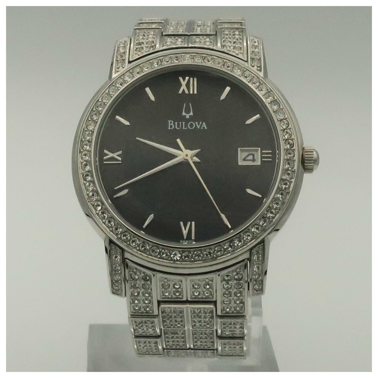 Front view of Bulova Crystal Men's Quartz Watch 96B011-PO