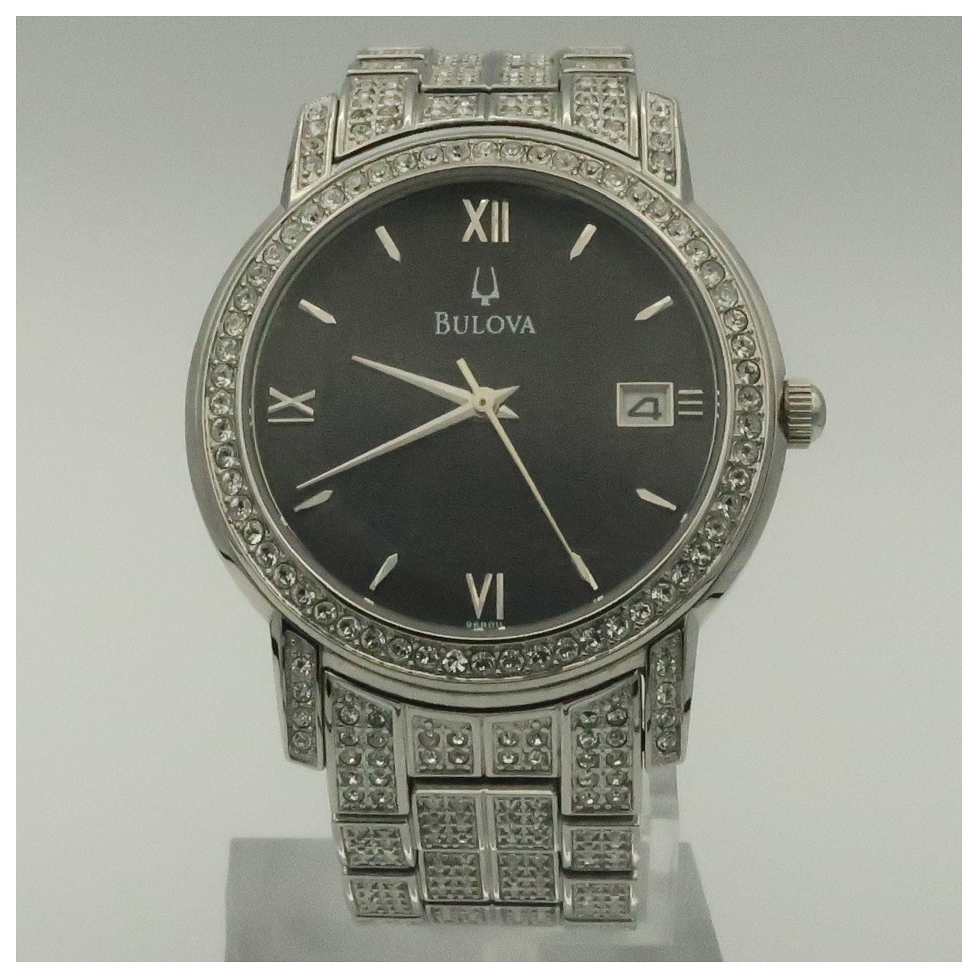 Front view of Bulova Crystal Men's Quartz Watch 96B011-PO