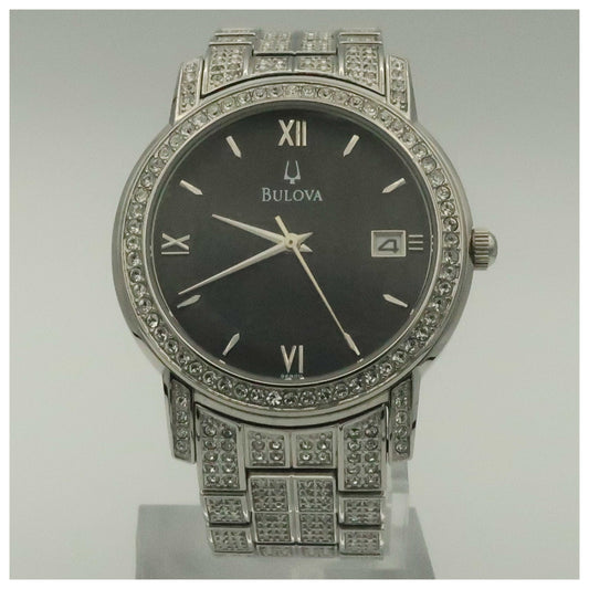 Front view of Bulova Crystal Men's Quartz Watch 96B011-PO