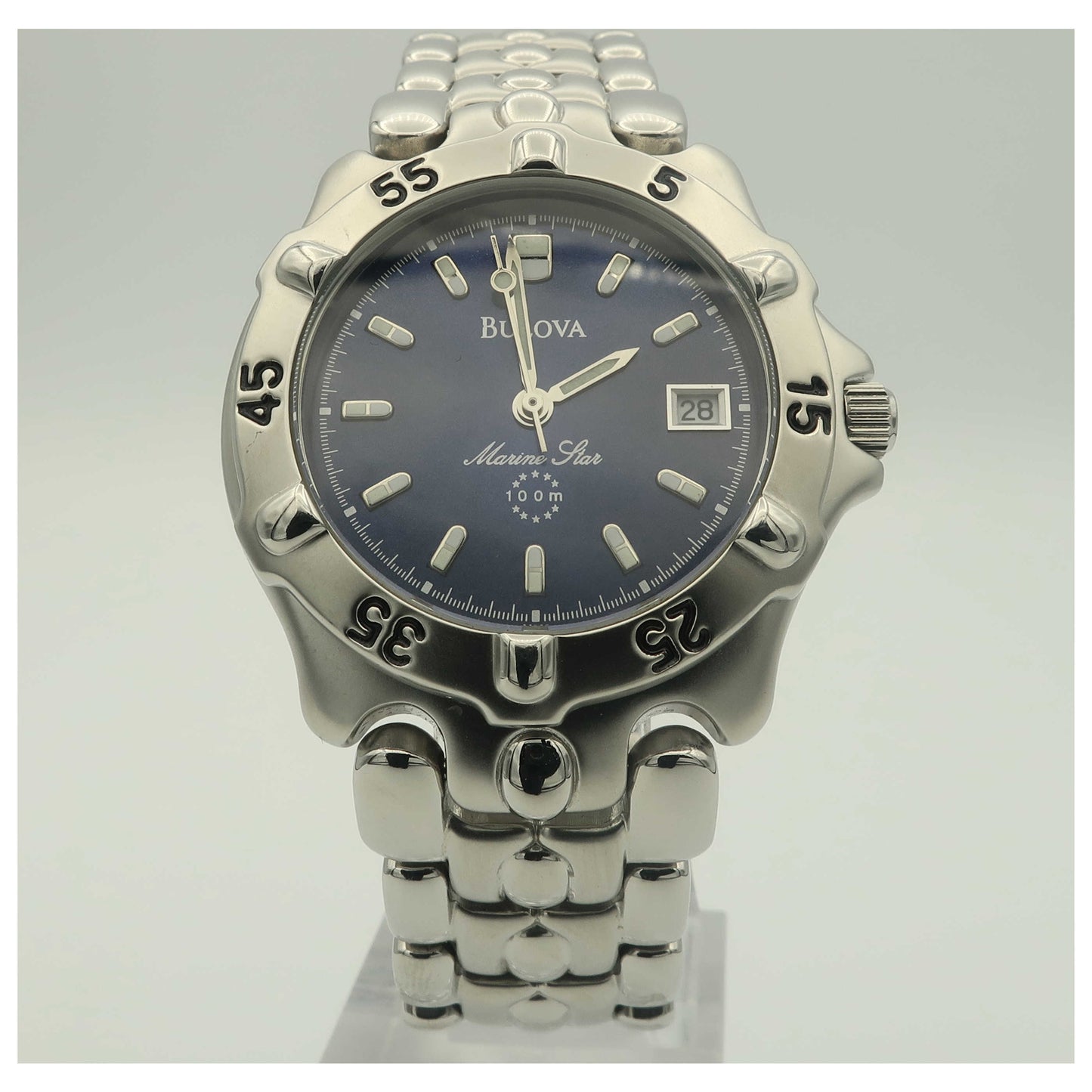 Front view of Bulova Marine Star Men's Quartz Watch 96B07-PO