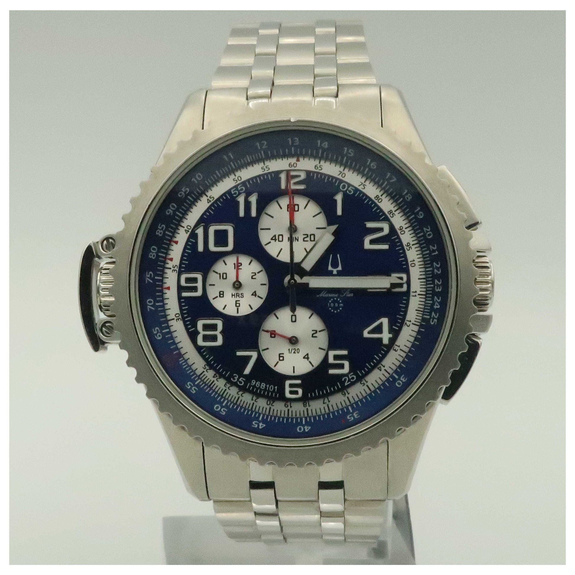 Front view of Bulova Marine Star Men's Quartz Watch 96B101-PO