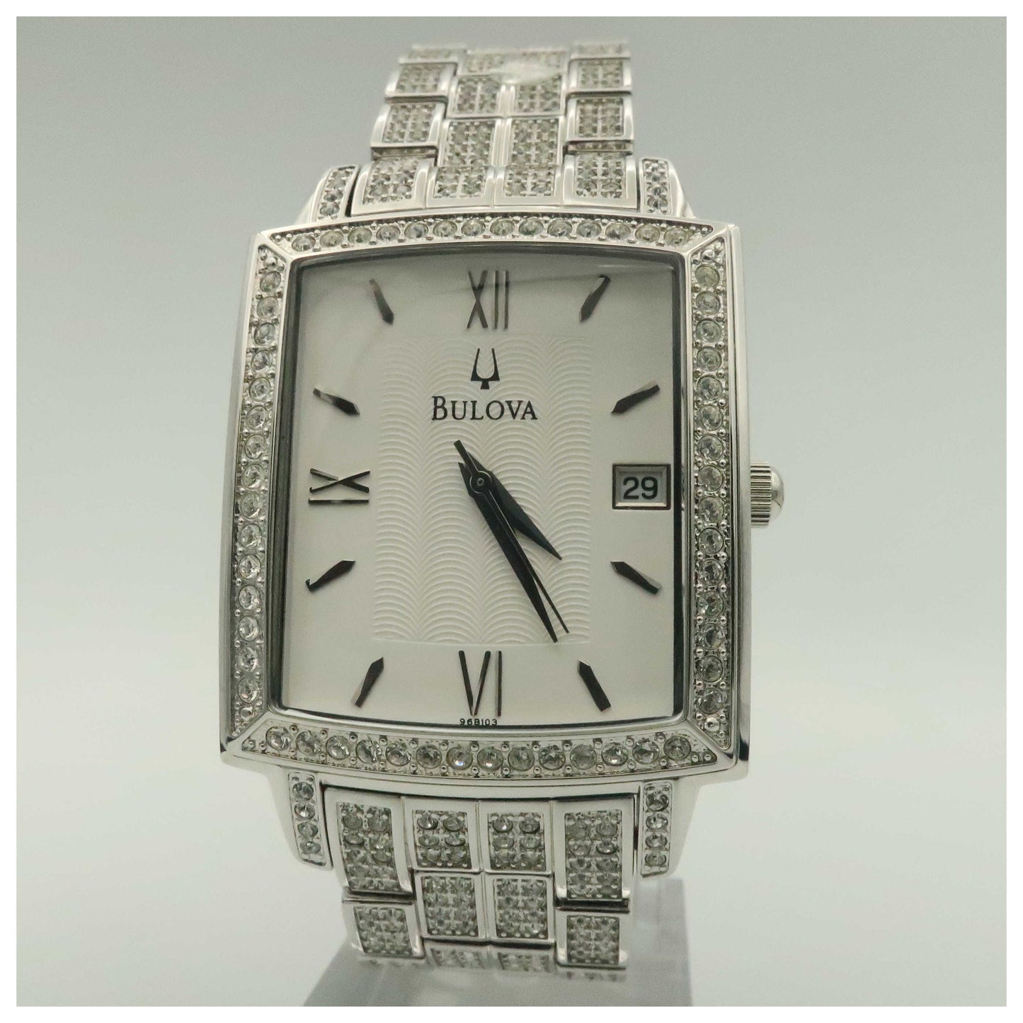 Front view of Bulova Crystal Men's Quartz Watch 96B103-PO