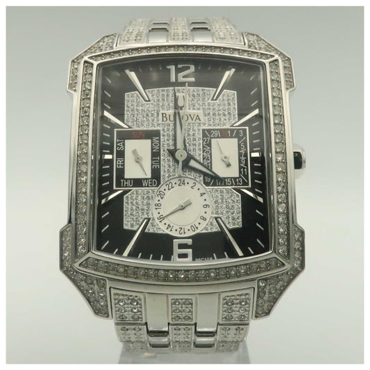 Front view of Bulova Crystal Men's Quartz Watch 96C108-PO