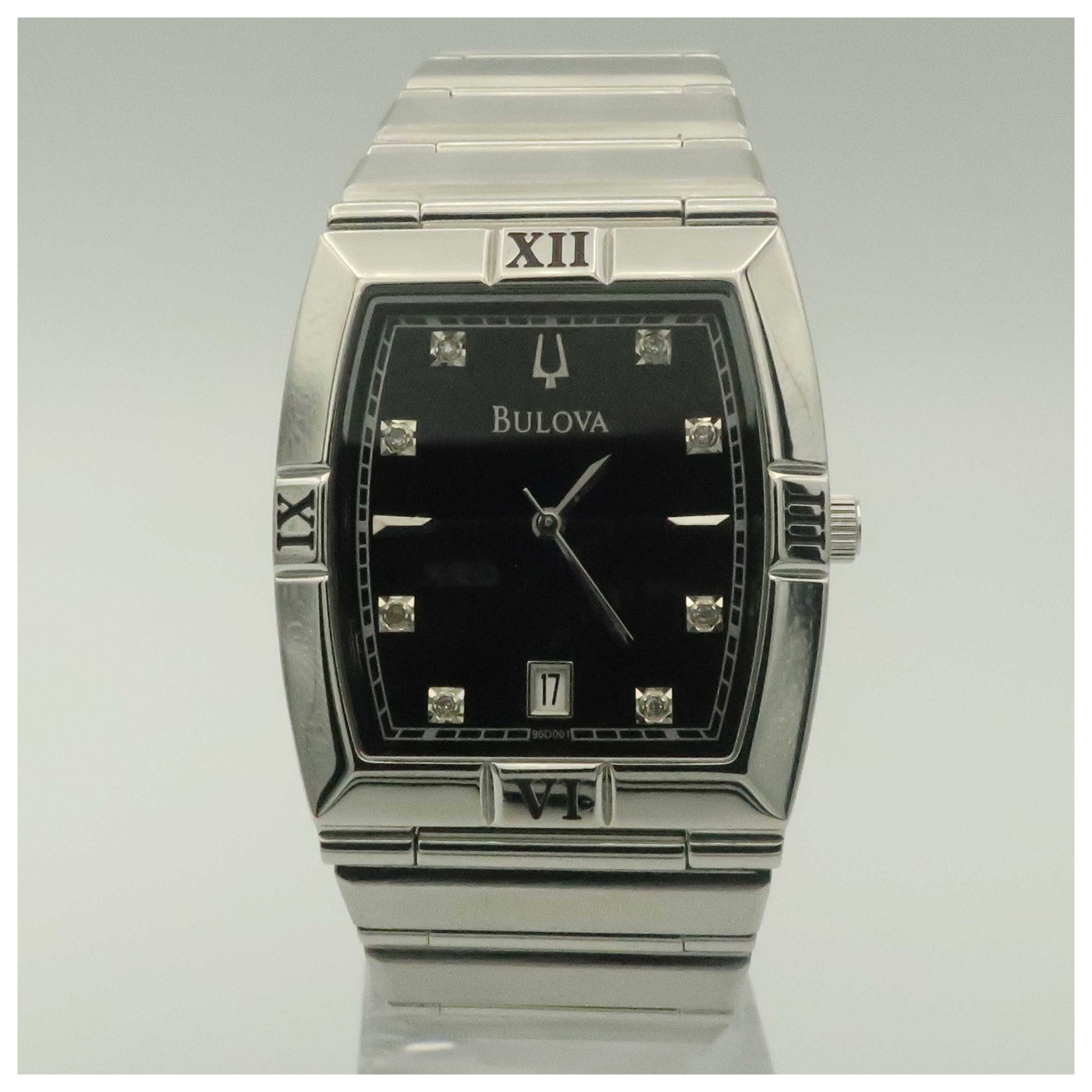 Front view of Bulova Diamonds Men's Quartz Watch 96D001-PO2