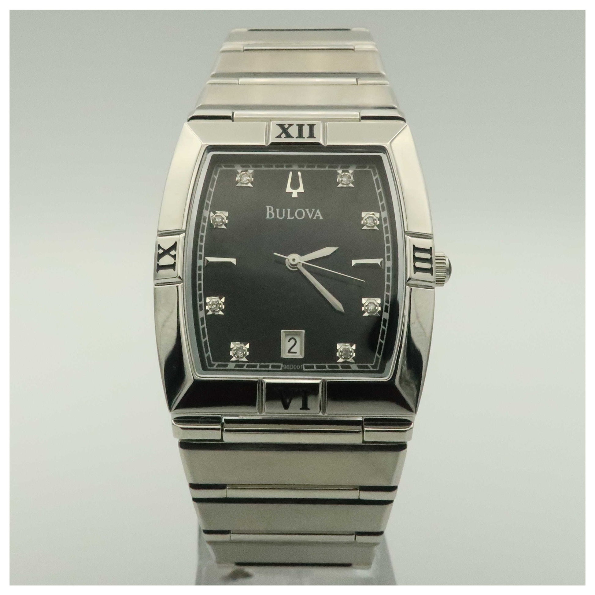 Front view of Bulova Diamonds Men's Quartz Watch 96D001-SDV