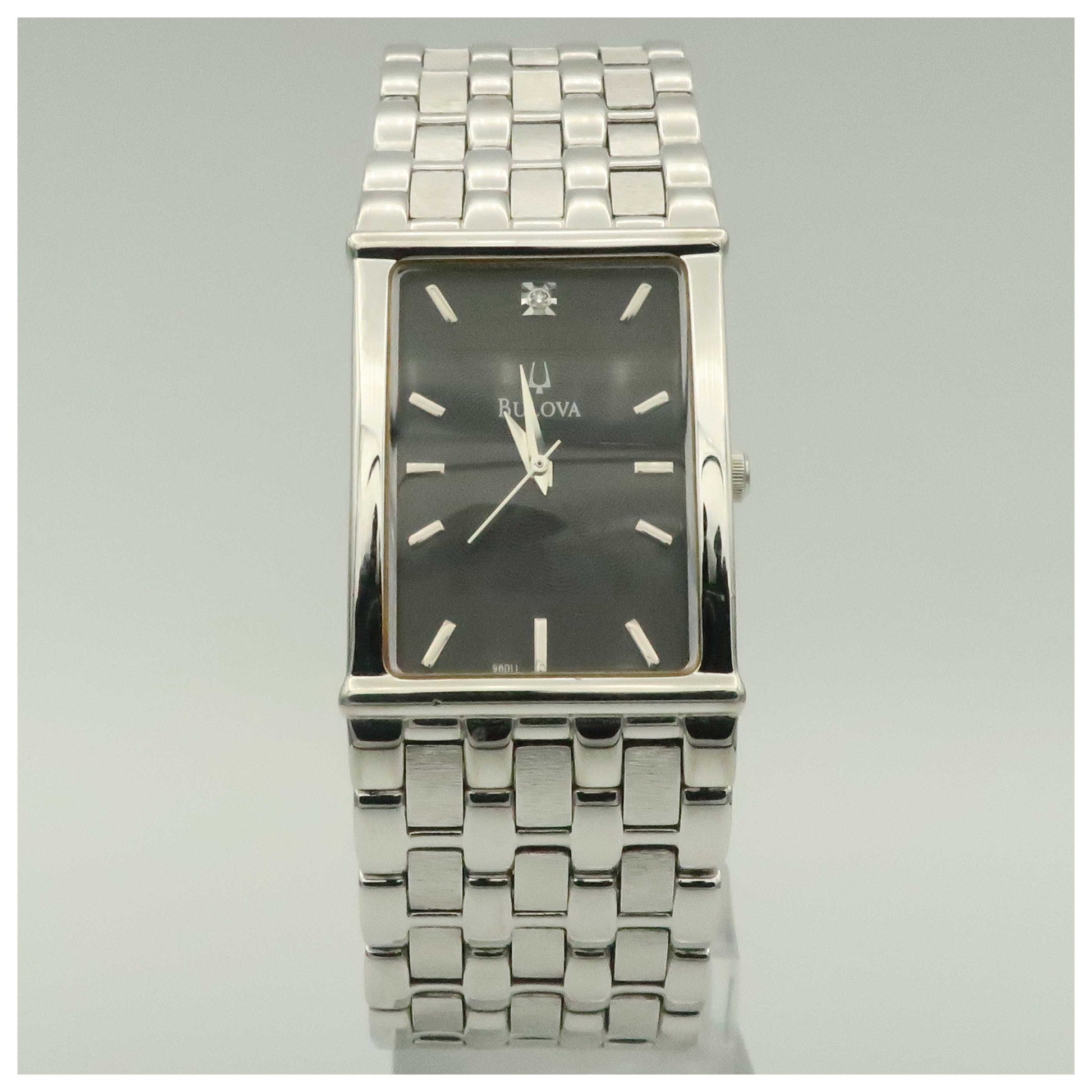 Front view of Bulova Diamonds Men's Quartz Watch 96D12-PO