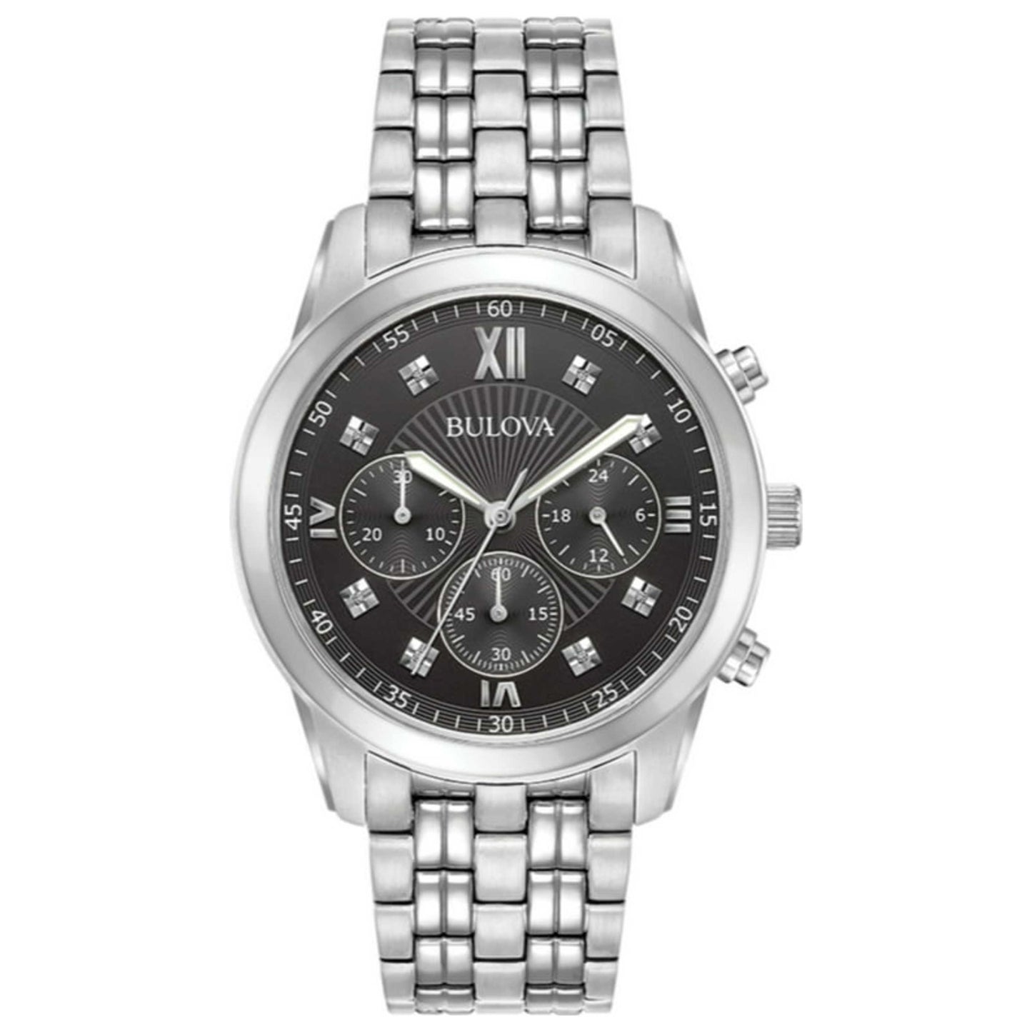 Front view of Bulova Diamond Accent Men's Quartz Watch 96D136