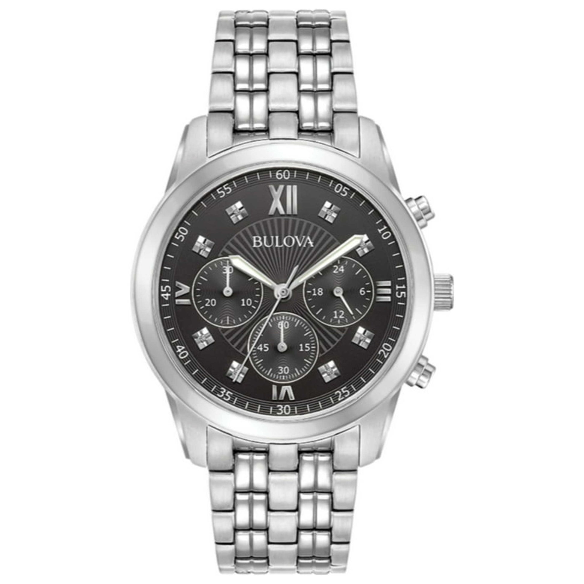 Front view of Bulova Diamond Accent Men's Quartz Watch 96D136
