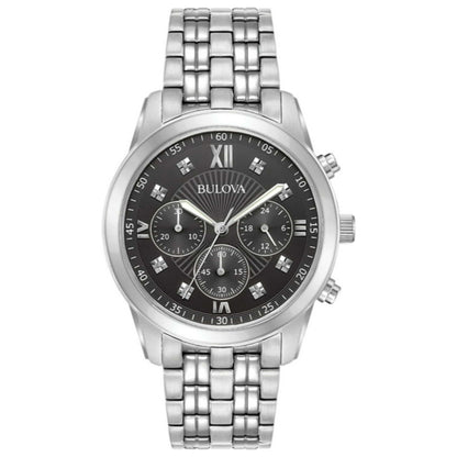 Front view of Bulova Diamond Accent Men's Quartz Watch 96D136