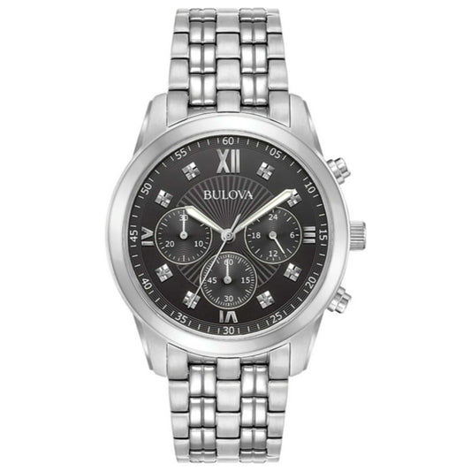 Front view of Bulova Diamond Accent Men's Quartz Watch 96D136
