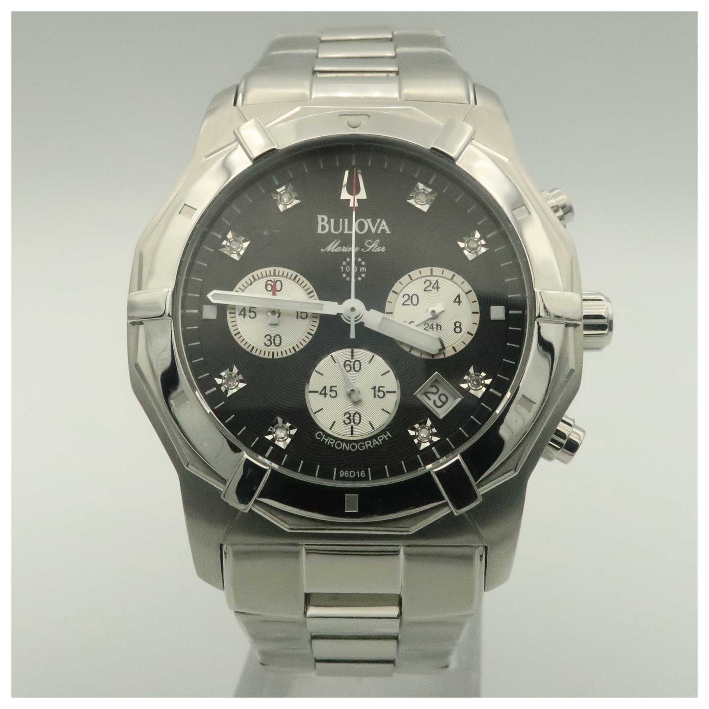 Front view of Bulova Marine Star Men's Quartz Watch 96D16-PO