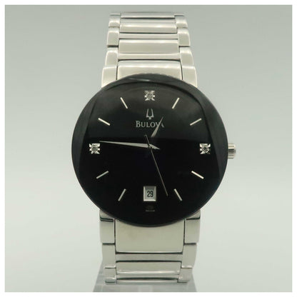 Front view of Bulova Diamonds Men's Japanese Quartz (Battery-Powered) Watch 96D18-PO