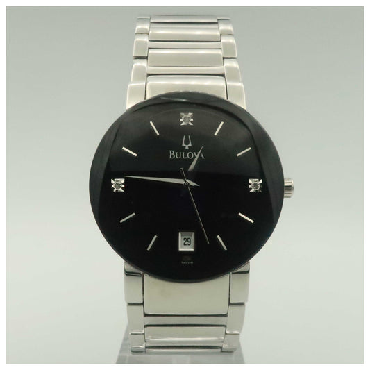 Front view of Bulova Diamonds Men's Japanese Quartz (Battery-Powered) Watch 96D18-PO