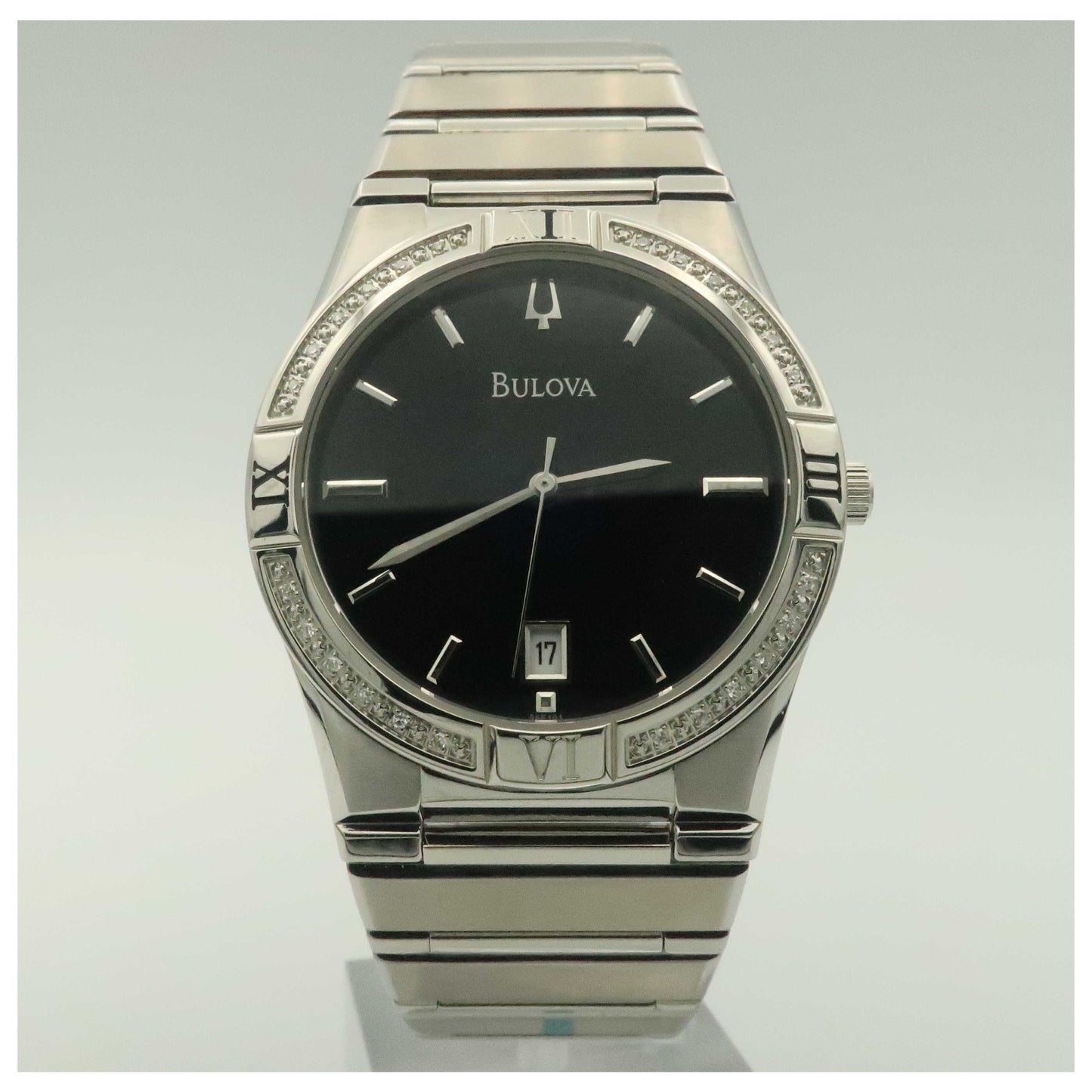 Front view of Bulova Diamonds Men's Quartz Watch 96E101-SDV