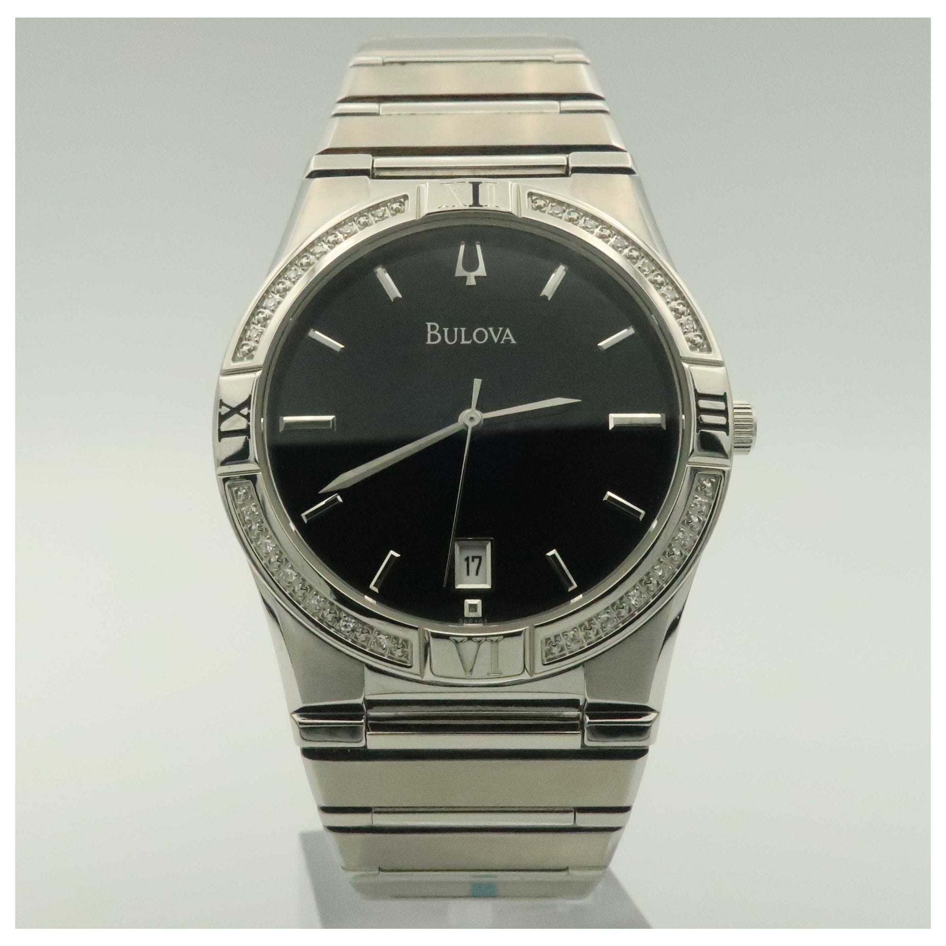 Front view of Bulova Diamonds Men's Quartz Watch 96E101-SDV