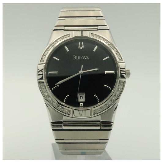 Front view of Bulova Diamonds Men's Quartz Watch 96E101-SDV