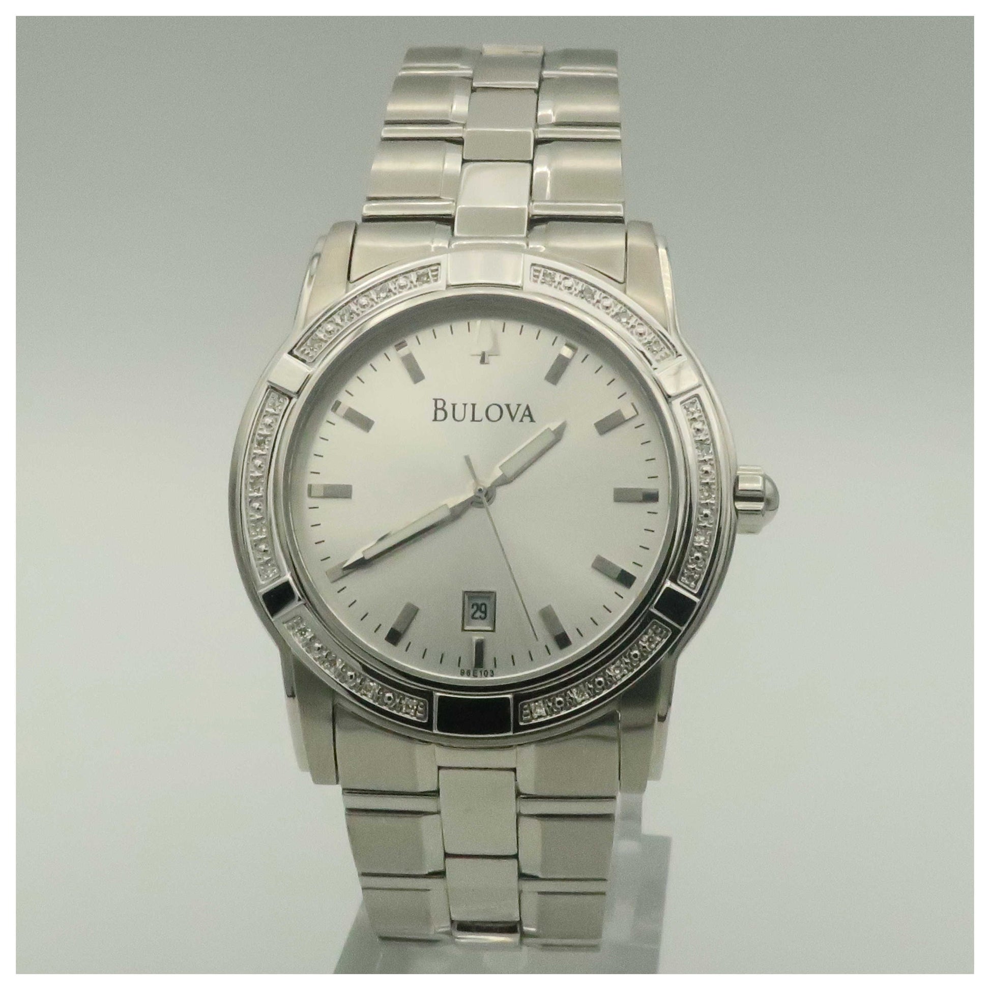Front view of Bulova Diamonds Men's Quartz Watch 96E103-PO