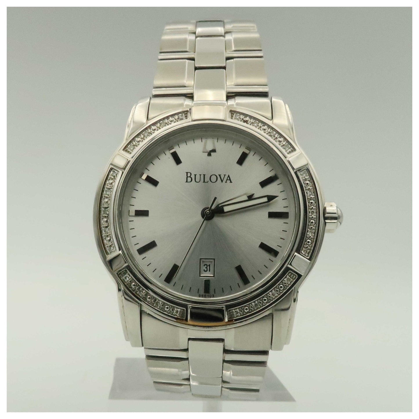 Front view of Bulova Diamonds Men's Quartz Watch 96E103-SDV