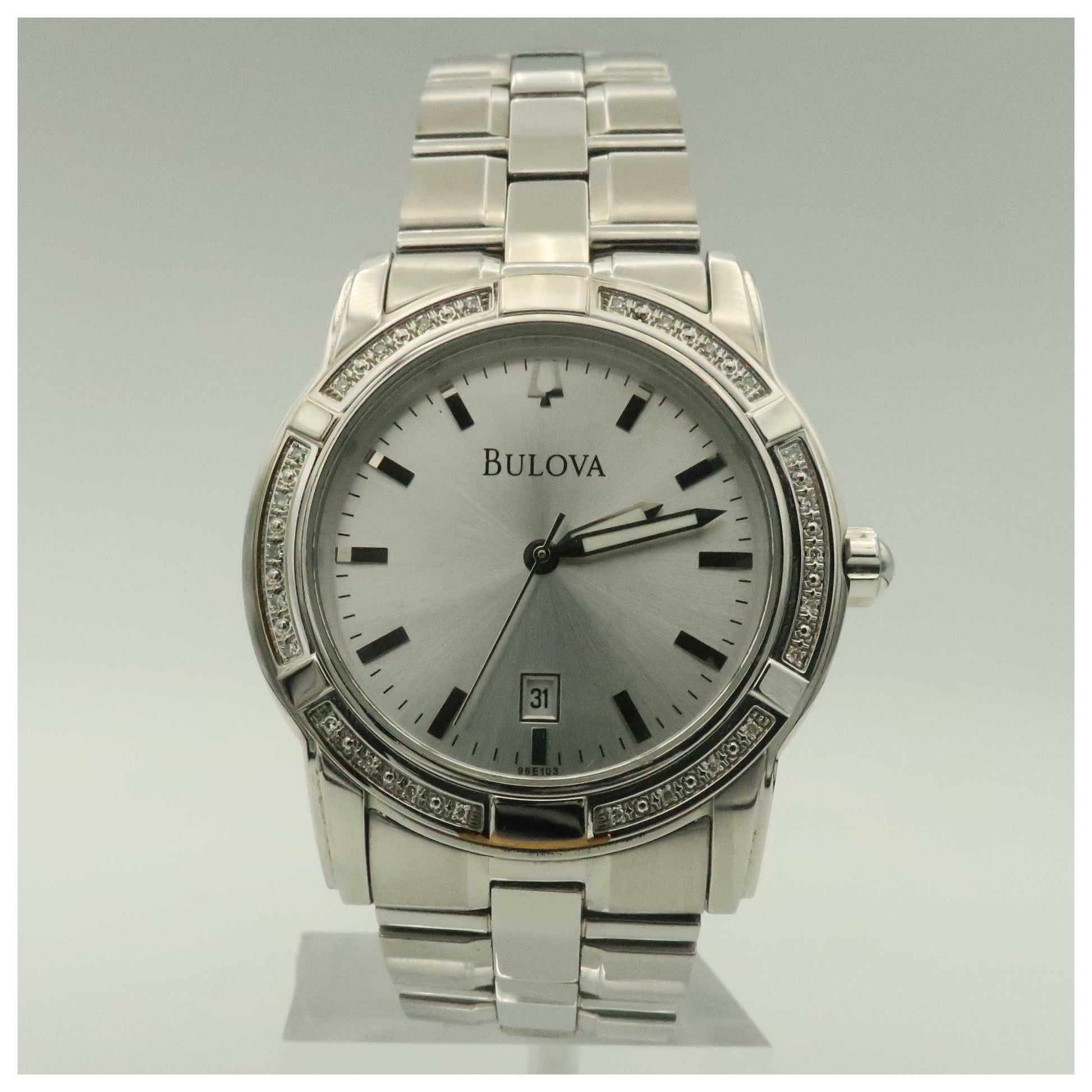 Front view of Bulova Diamonds Men's Quartz Watch 96E103-SDV