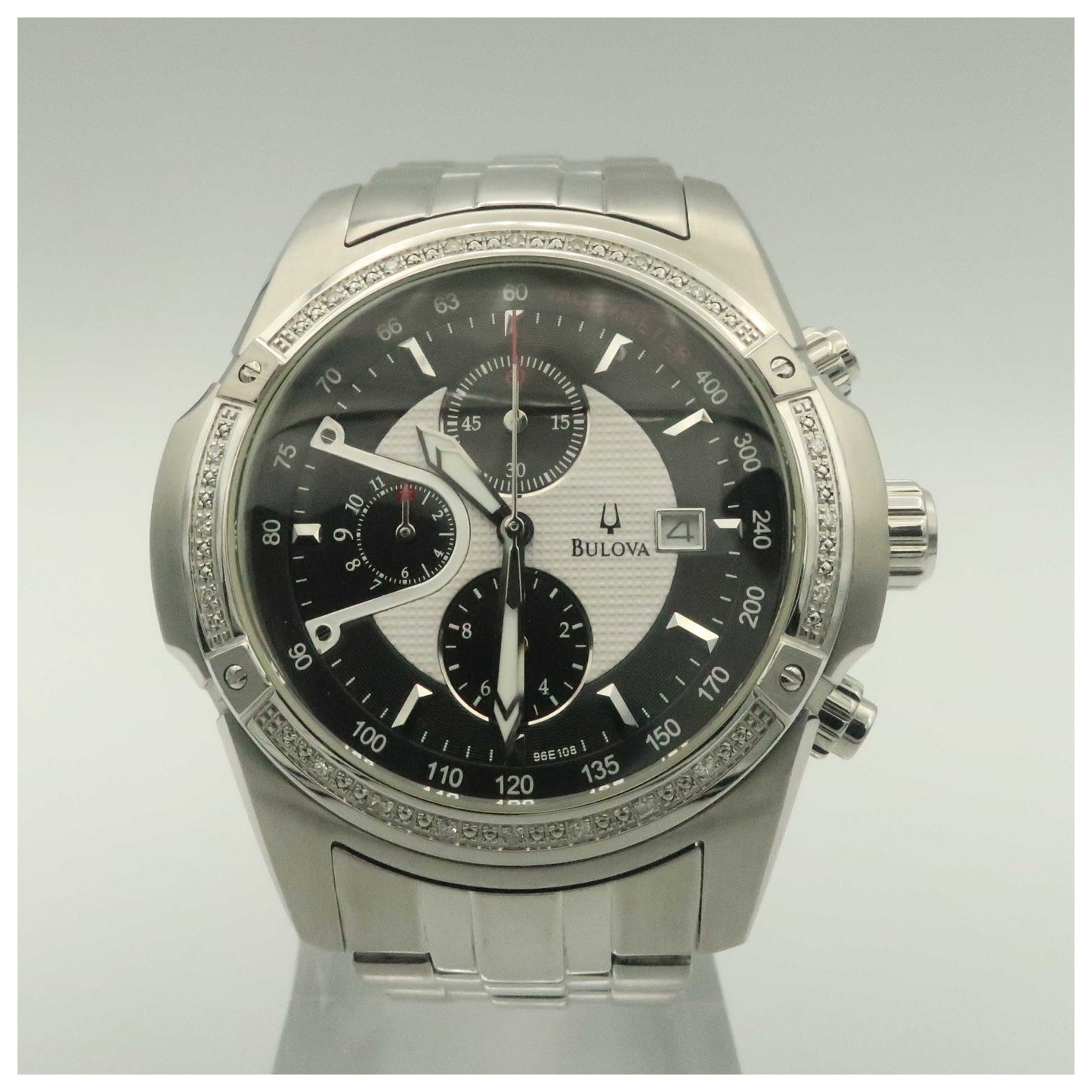 Front view of Bulova Diamonds Men's Quartz Watch 96E108-SDV2