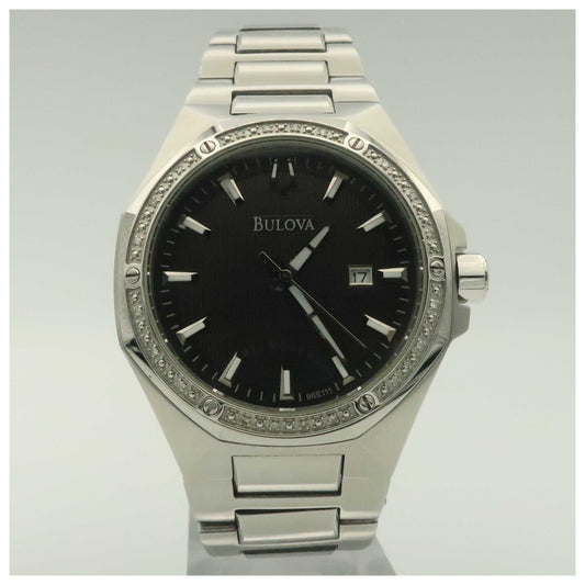 Front view of Bulova Diamonds Men's Quartz Watch 96E111-PO2