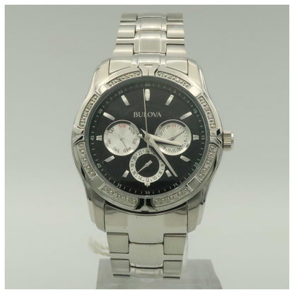Front view of Bulova Diamonds Men's Japanese Quartz (Battery-Powered) Watch 96E115-PO