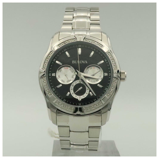 Front view of Bulova Diamonds Men's Japanese Quartz (Battery-Powered) Watch 96E115-PO