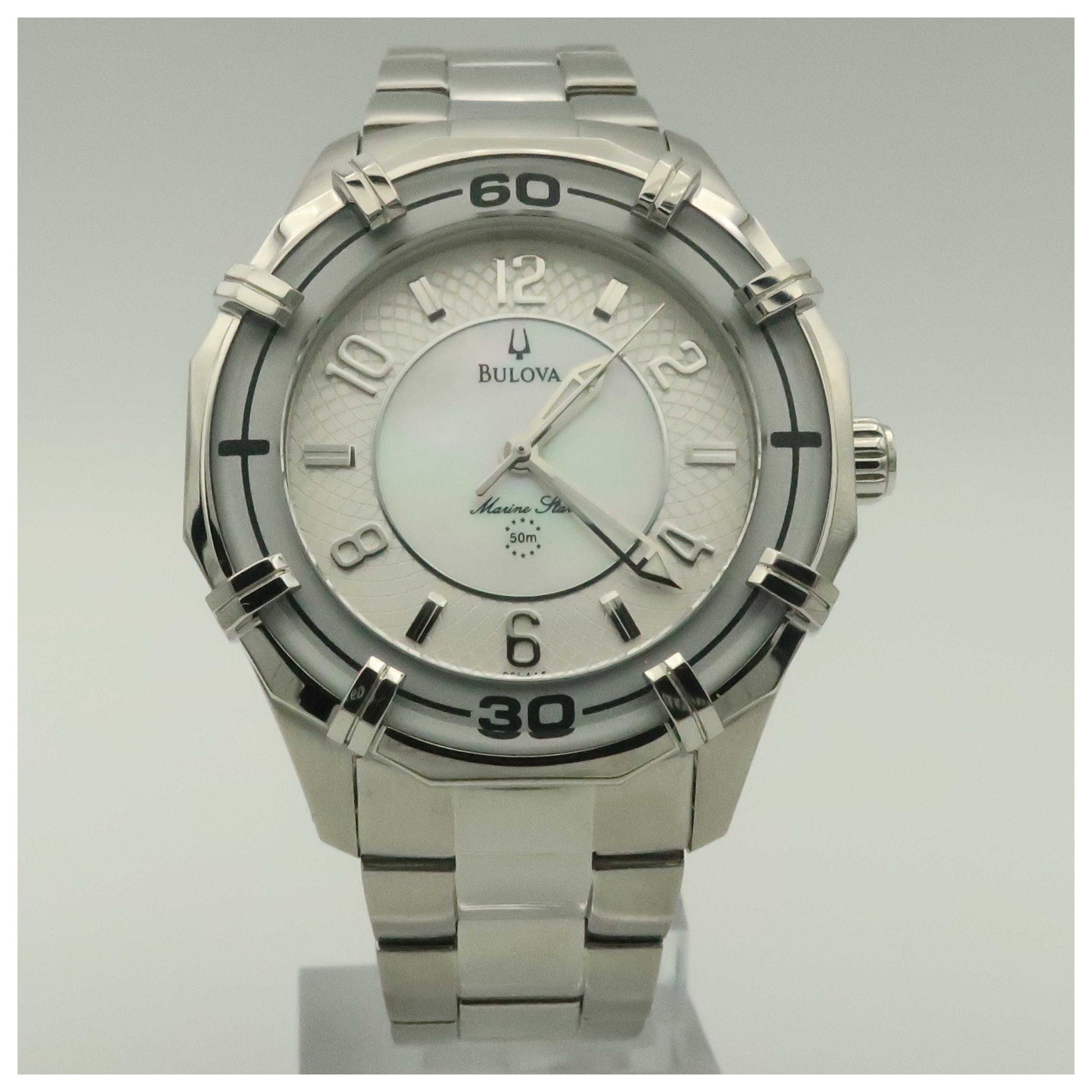 Front view of Bulova Marine Star Women's Quartz Watch 96L145-PO