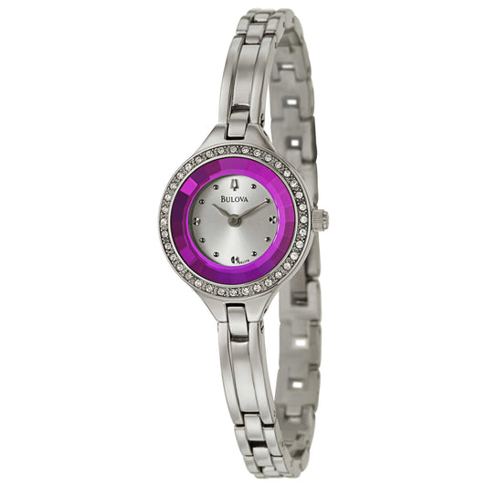 Front view of Bulova Crystal Women's Japanese Quartz (Battery-Powered) Watch 96L179