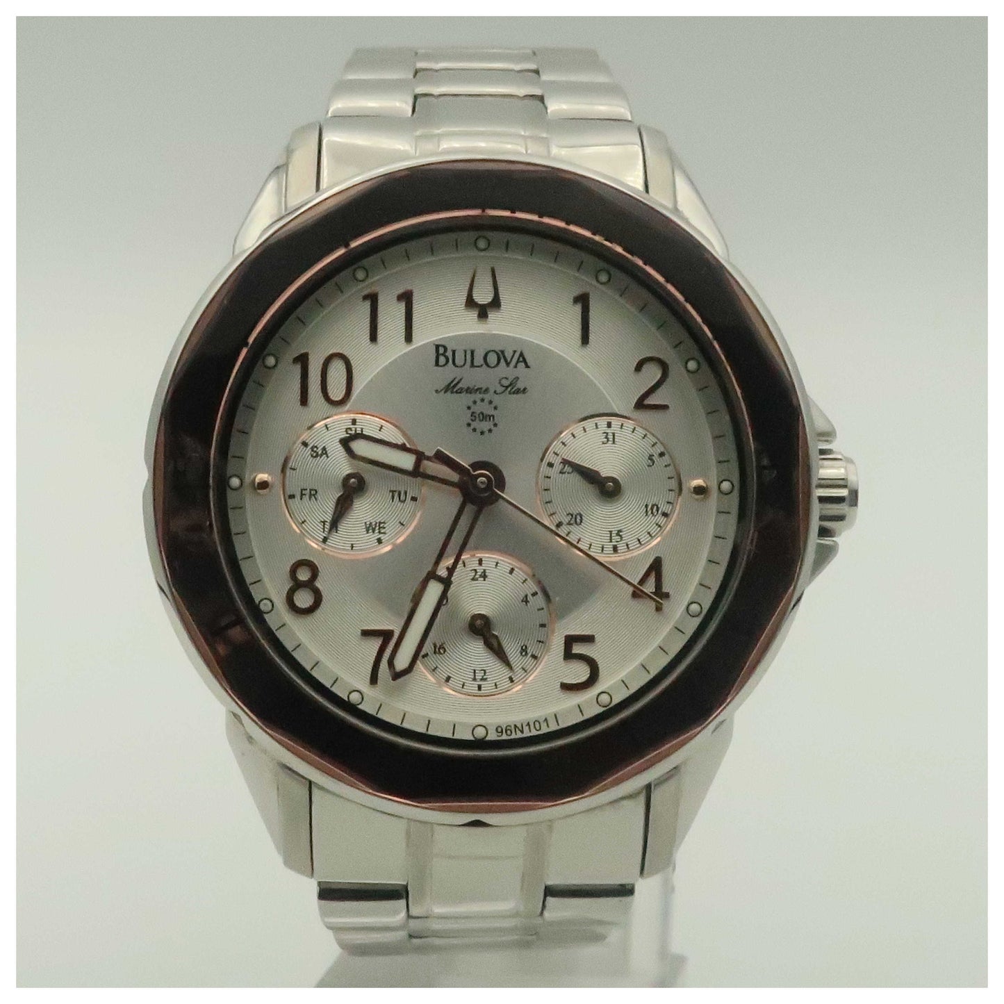 Front view of Bulova Marine Star Women's Quartz Watch 96N101-PO2