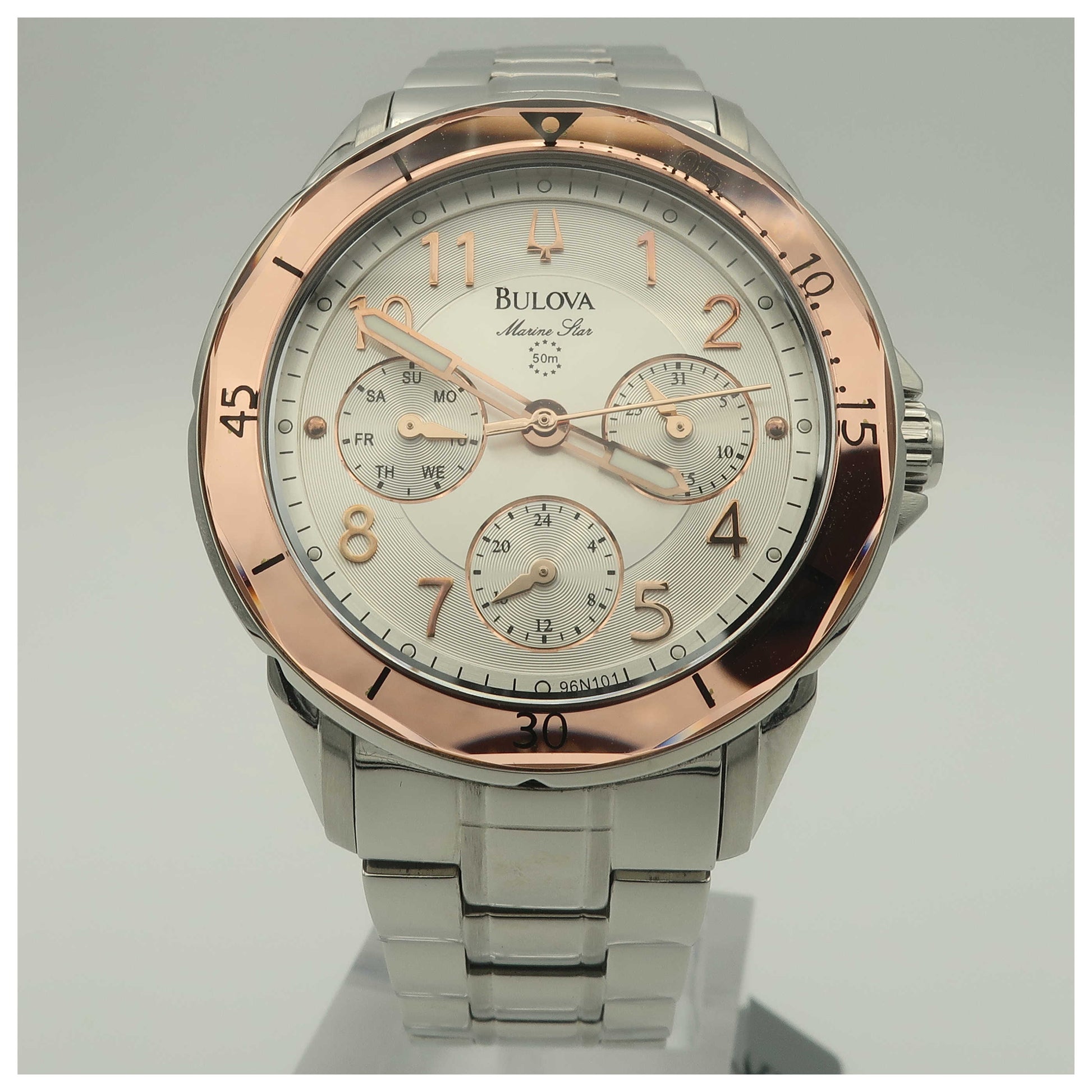 Front view of Bulova Marine Star Women's Quartz Watch 96N101-PO