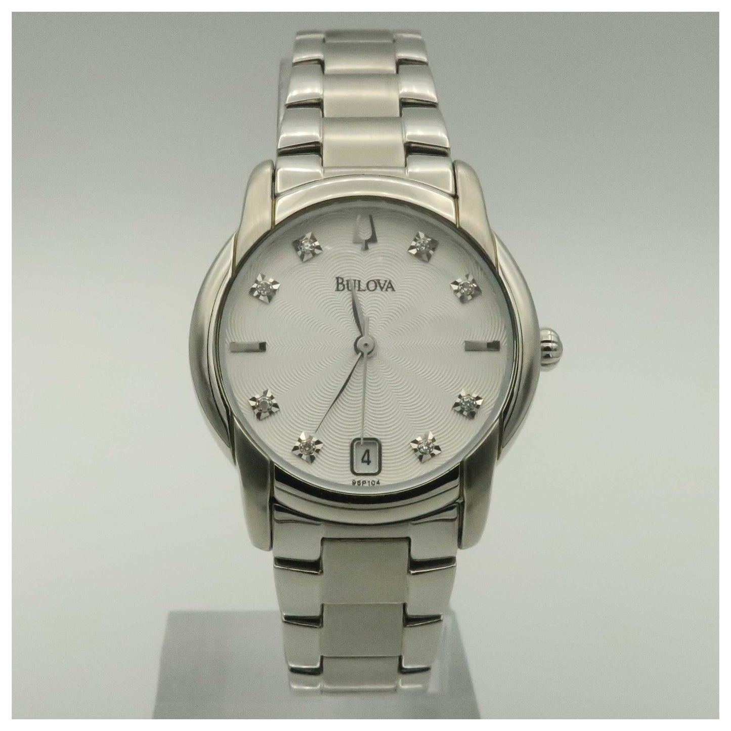 Front view of Bulova Diamonds Women's Quartz Watch 96P104-PO