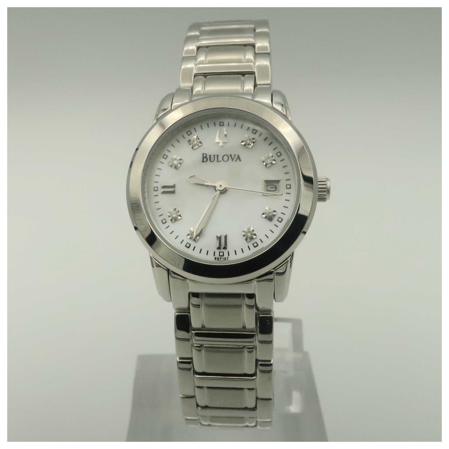 Front view of Bulova Diamonds Women's Quartz Watch 96P107-PO