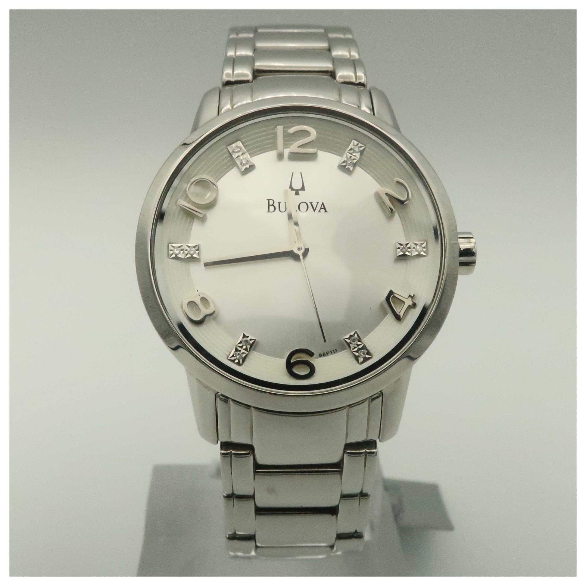 Front view of Bulova Diamonds Women's Japanese Quartz (Battery-Powered) Watch 96P111-SD