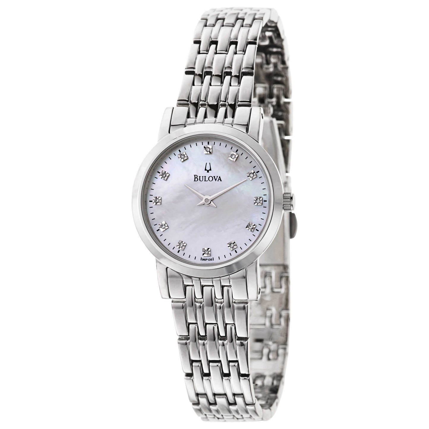 Front view of Bulova Diamonds Women's Japanese Quartz (Battery-Powered) Watch 96P135