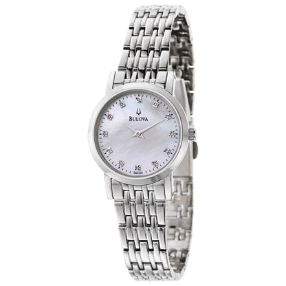 Front view of Bulova Diamonds Women's Japanese Quartz (Battery-Powered) Watch 96P135