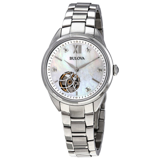 Front view of Bulova Diamond Women's Automatic Watch 96P181