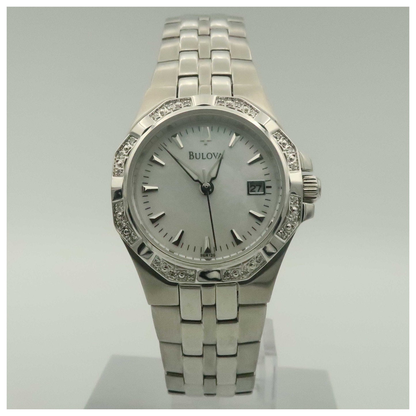 Front view of Bulova Diamonds Women's Quartz Watch 96R126-PO2