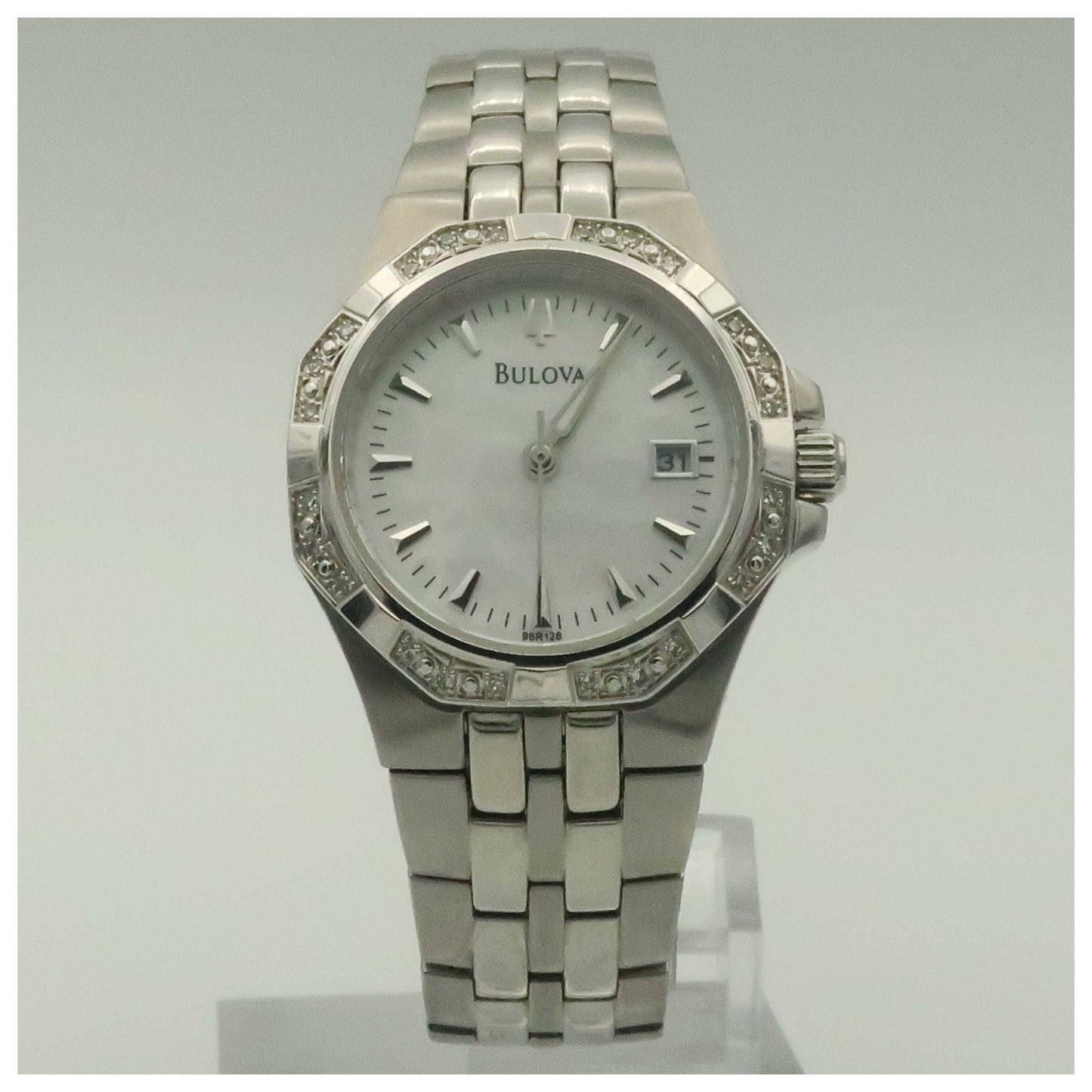Front view of Bulova Diamonds Women's Quartz Watch 96R126-PO
