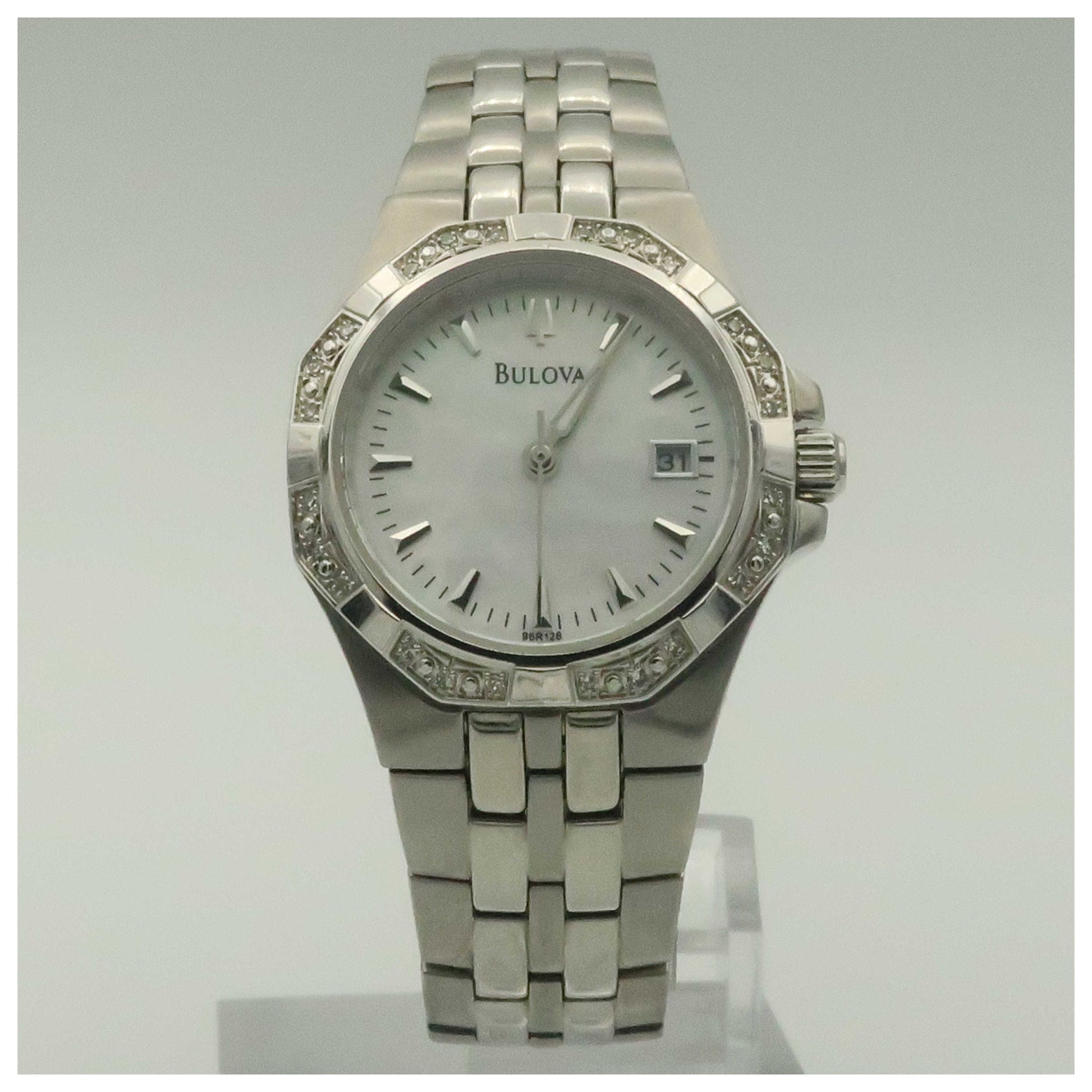 Front view of Bulova Diamonds Women's Quartz Watch 96R126-PO